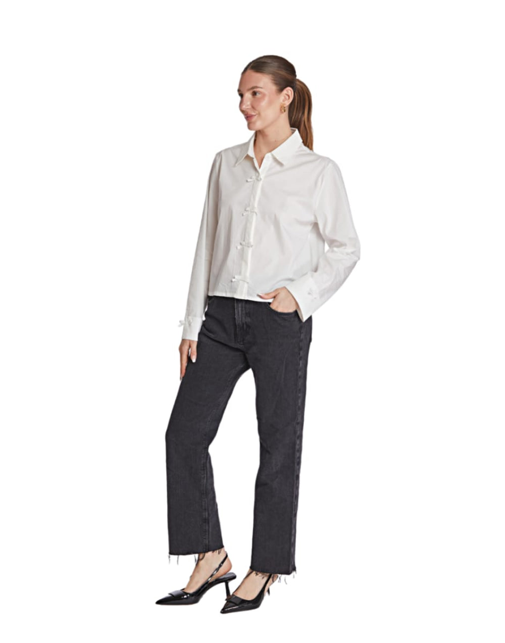 Edith Top - White - Button Down Shirt