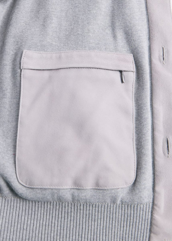Suede & Cotton Knit Blouson - Silver