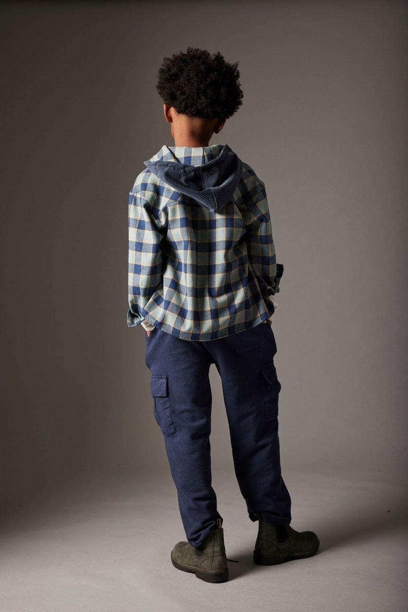 Check Flannel Hooded Shirt Artic Blue