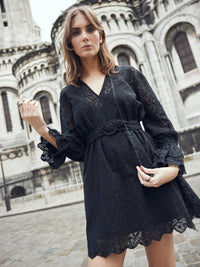 Lane Mini Dress - Black Crochet Lace