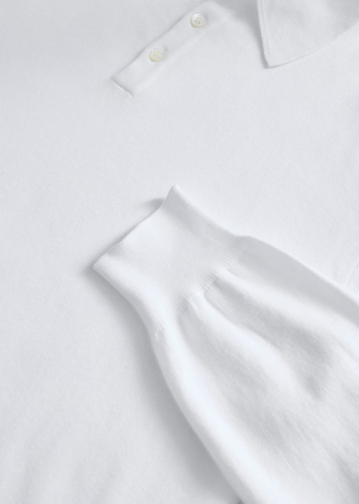 Egyptian Cotton Long Sleeve Polo - White - XL (44) - Polo