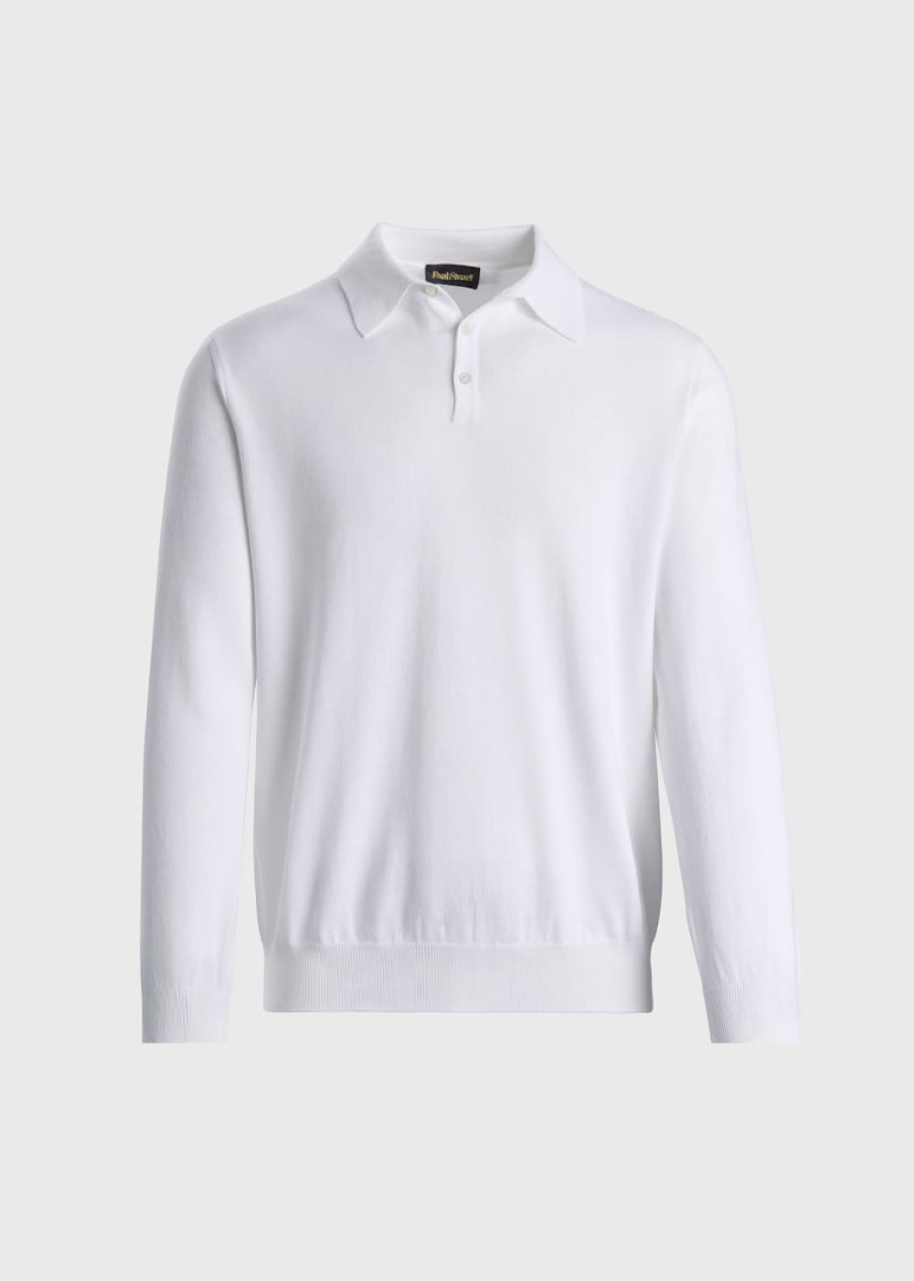 Egyptian Cotton Long Sleeve Polo - White - XL (44) - Polo