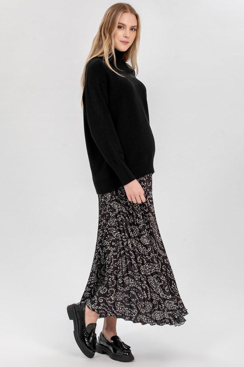 REGINA Maternity Turtleneck Sweater - Black