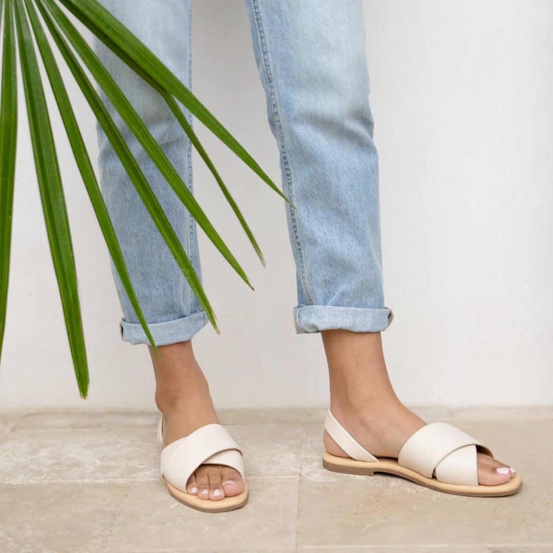 All-Day Cross Strap Sandal - Bone