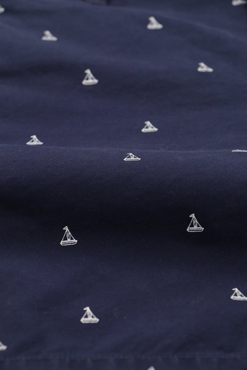 Boat Print Day Short - Navy