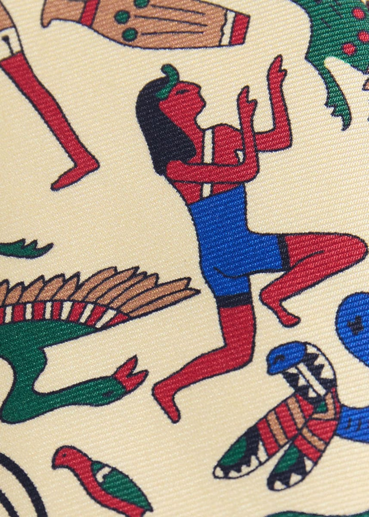 Printed Silk Tie - Tan
