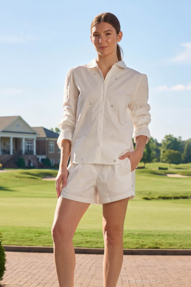Eleanor Top - White - Button Down Shirt