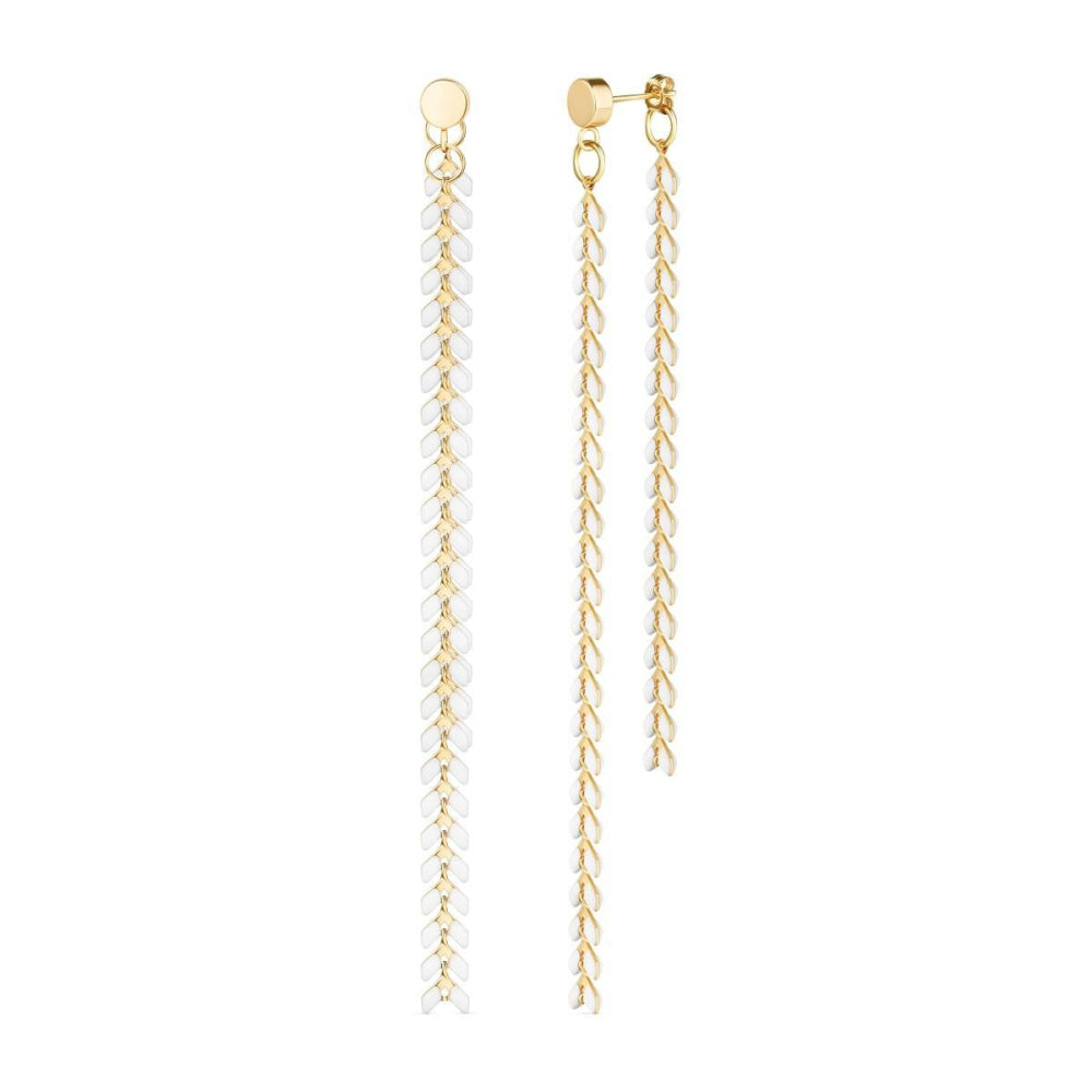 Elegante White Chevron Dangle Earrings - One Size - Earrings
