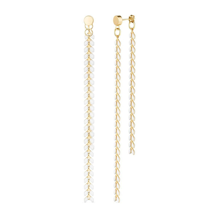 Elegante White Chevron Dangle Earrings - One Size - Earrings