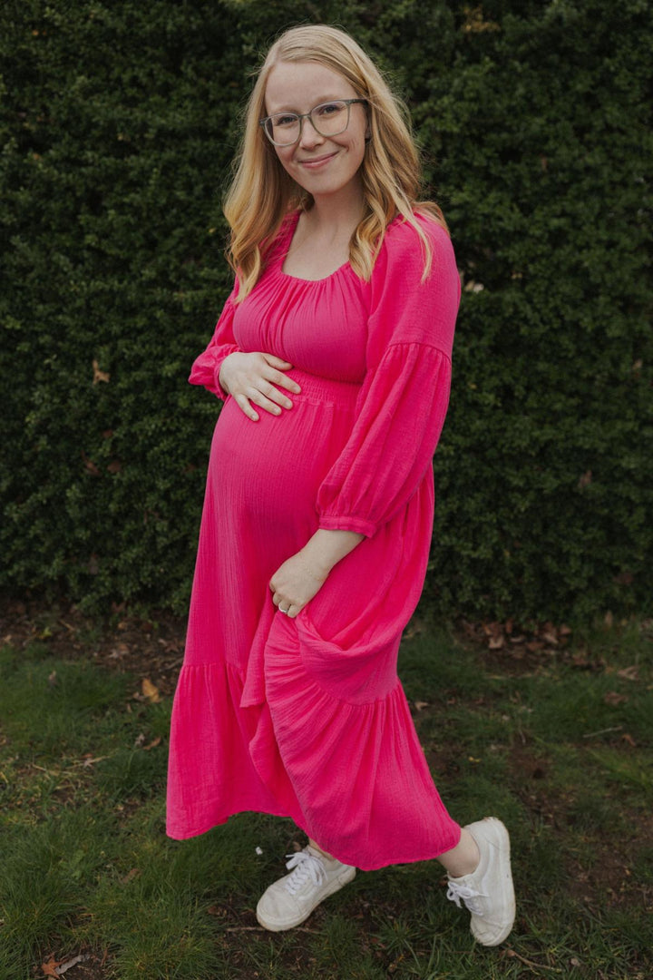 Eliza Maternity and Nursing Dress - Pink - Dresses