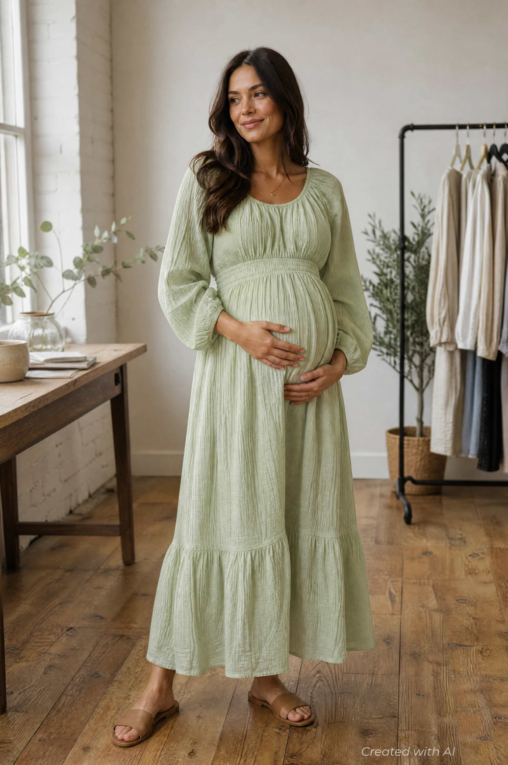 Eliza Maternity and Nursing Dress - Sage - Dresses