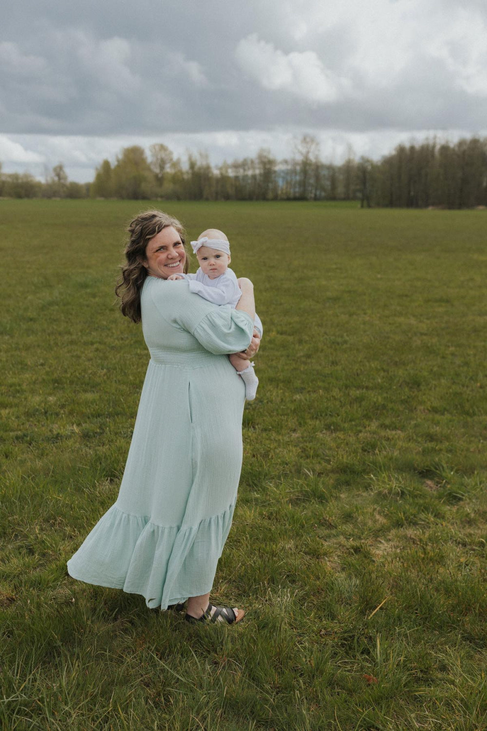Eliza Maternity and Nursing Dress - Sage - Dresses