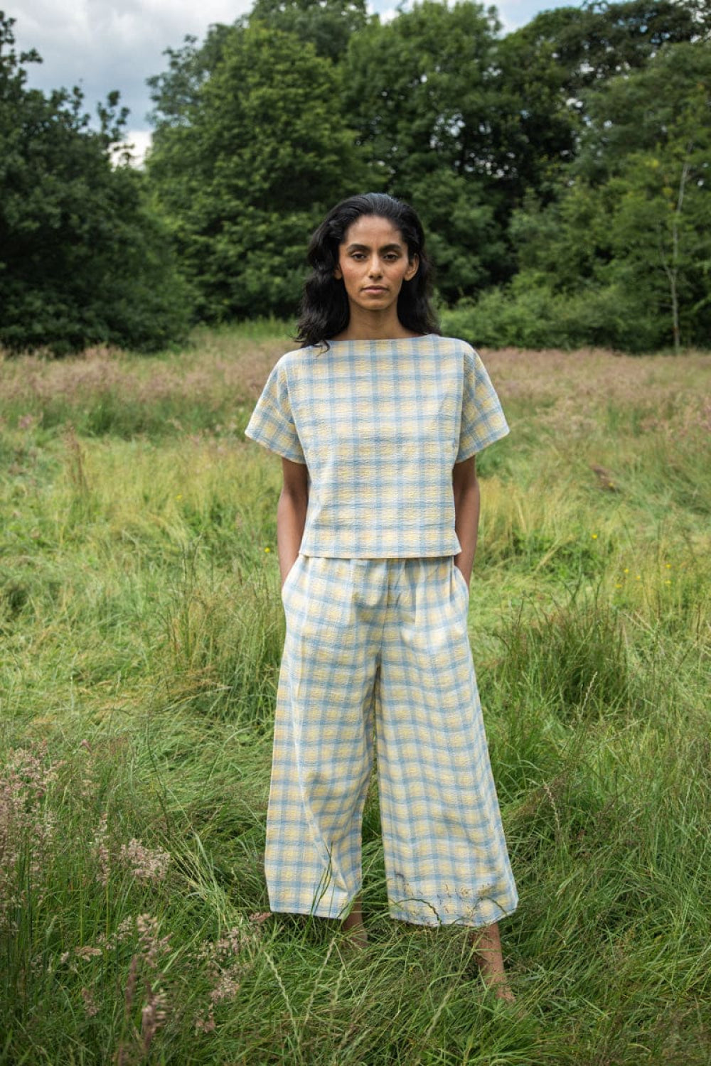 Elowen-Cay Organic Cotton Top - Pastel Gingham - Shirt