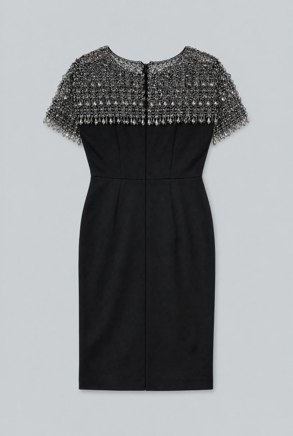 Embellished Short-Sleeve Crewneck Pencil Dress - Black Multi - US 2 / XS - Dresses