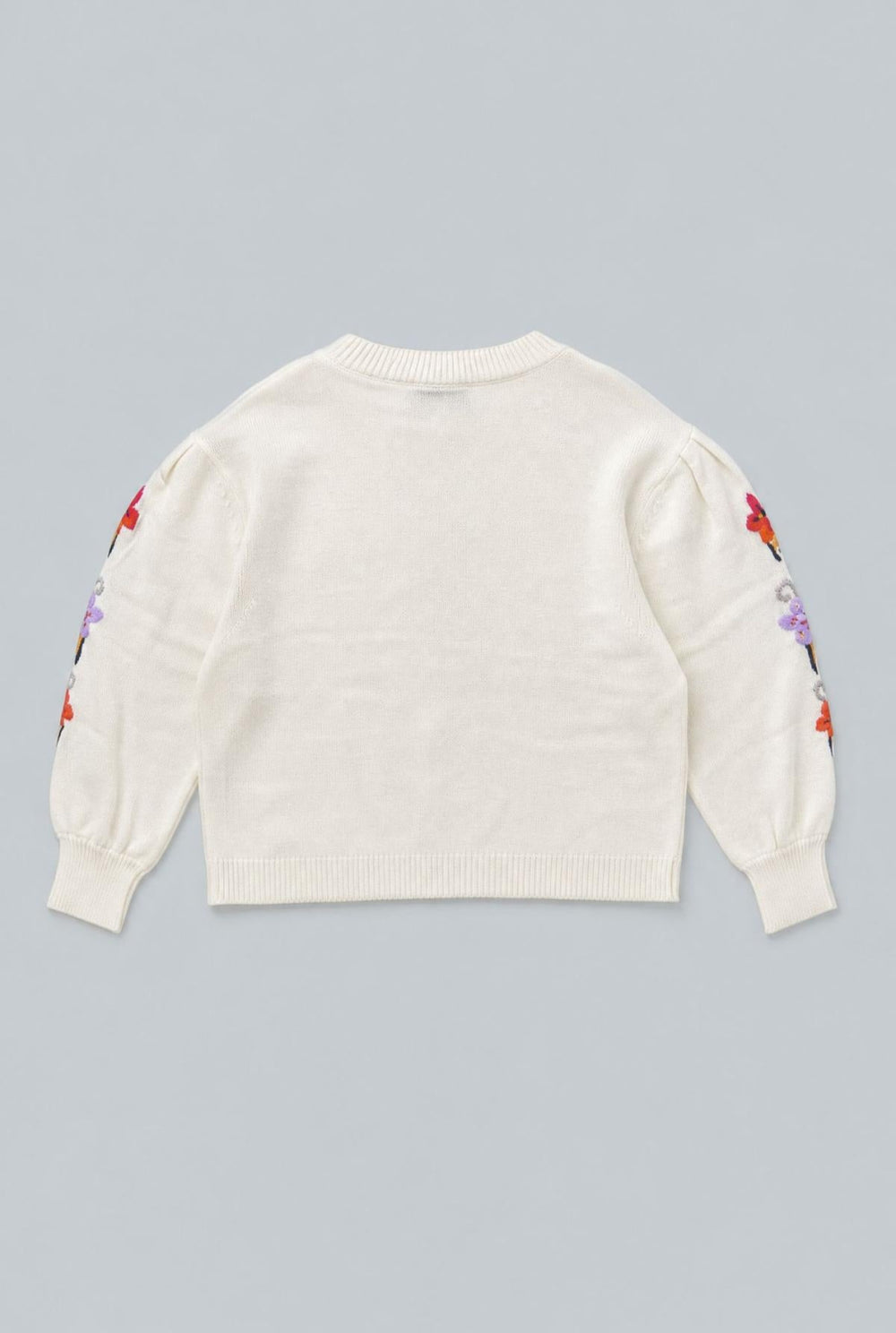 Embroidered Crew Neck Sweater - Ivory - Sweater