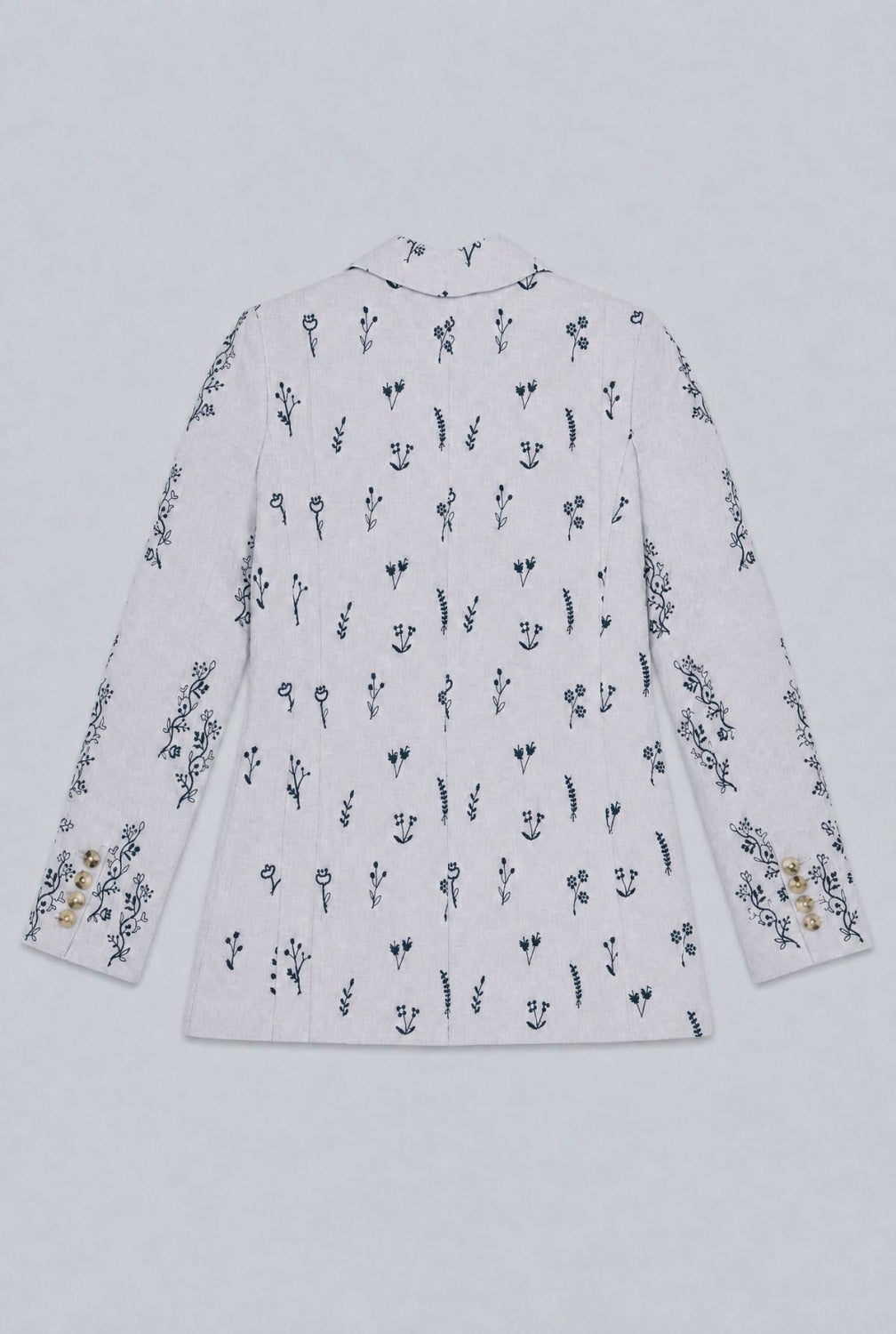 Embroidered Double Breasted Blazer - Blue Combo - Blazer