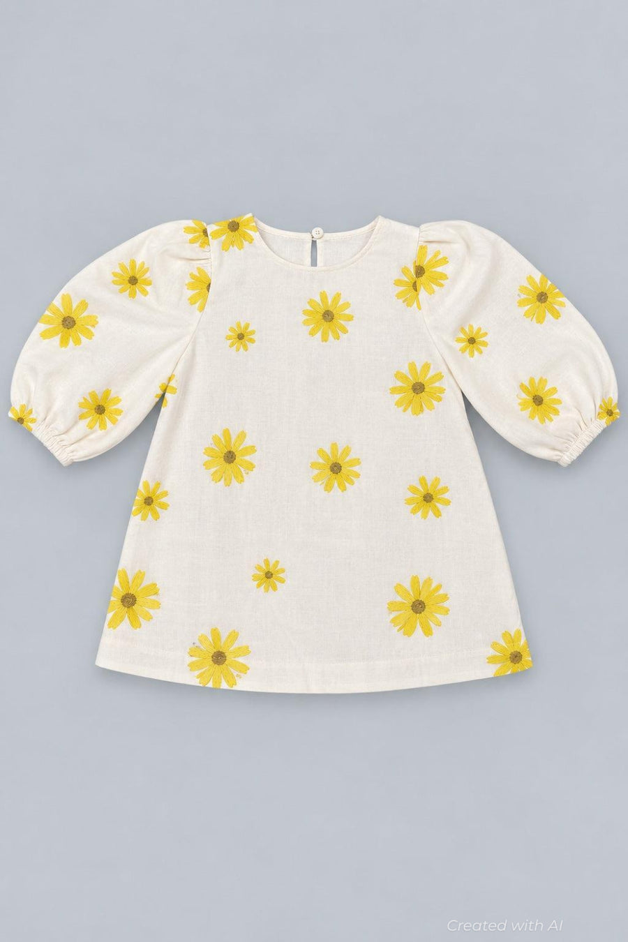 Embroidered Long Sleeve Dress - White Combo - Dresses