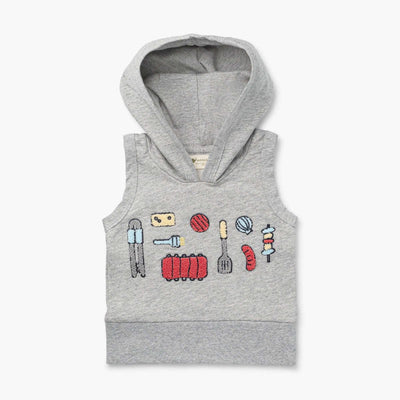 Embroidered Sleeveless Hoodie - Grilling Season - Hoodie