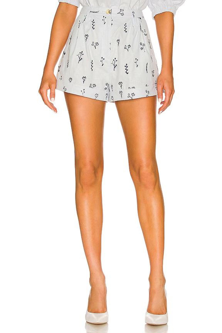 Embroidered Tailored Shorts - Blue Combo - Shorts