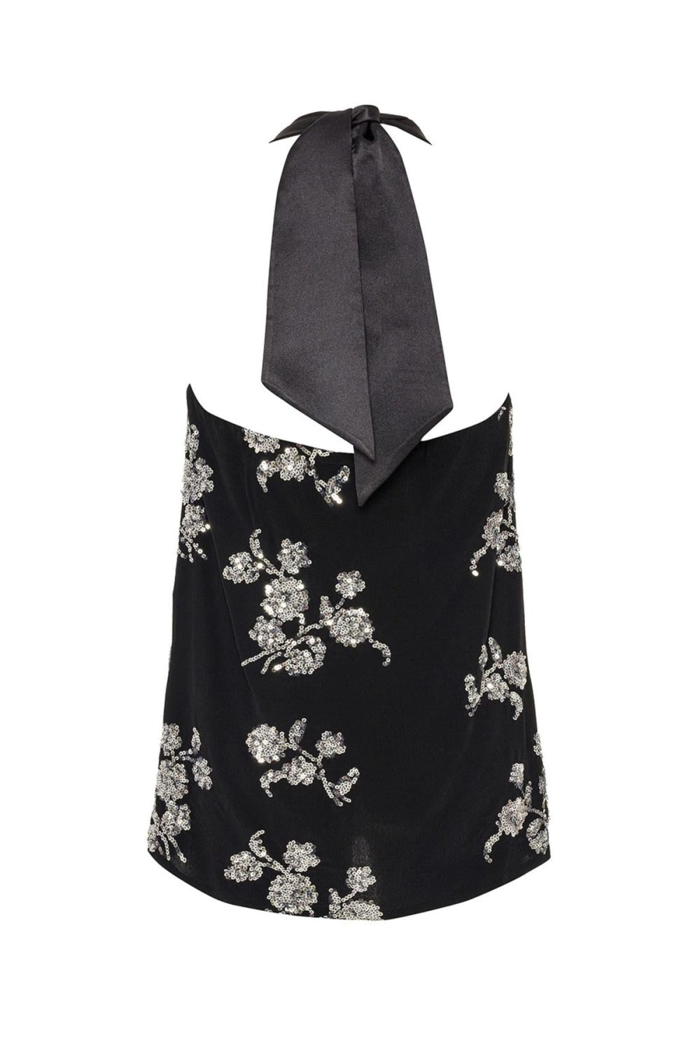 Embroidered Top - Black - Halter Top