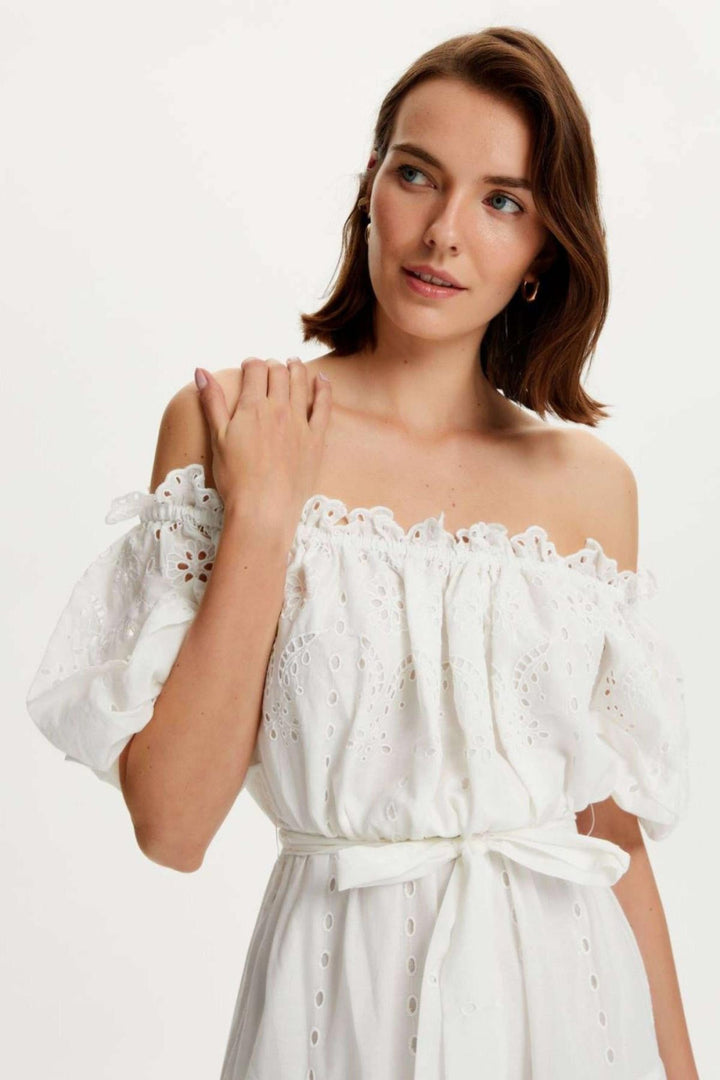 Embroidery Long Dress - off-white - Dresses