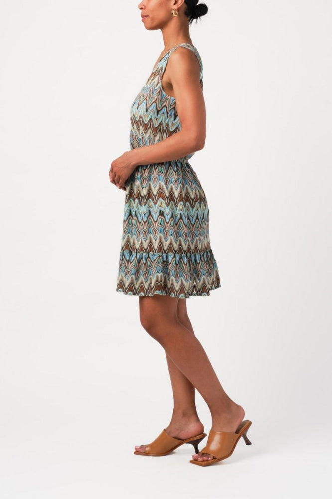 Emelia Dress - Blue Multi (Zig Zag) - Dresses