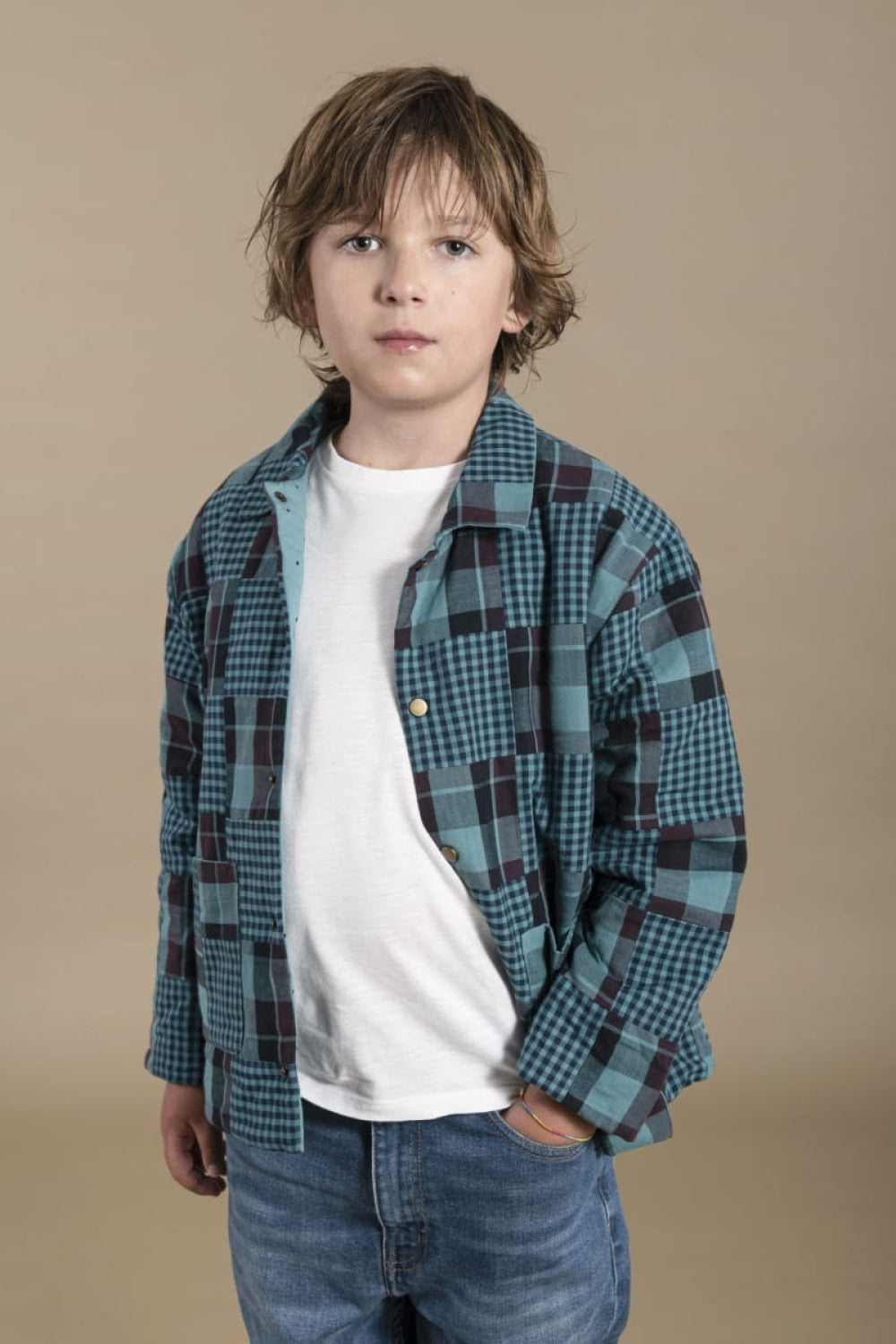 Emerald Patchwork Children’s Worker Jacket - Jacket