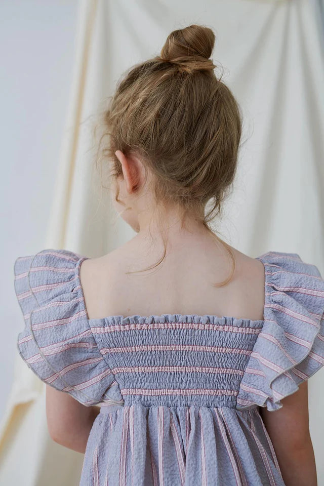 Seersucker stripe ruffle dress - Unique