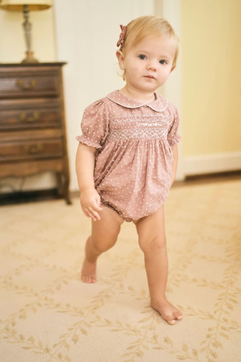 Emmy Bubble - Rose Swiss Dot - Romper