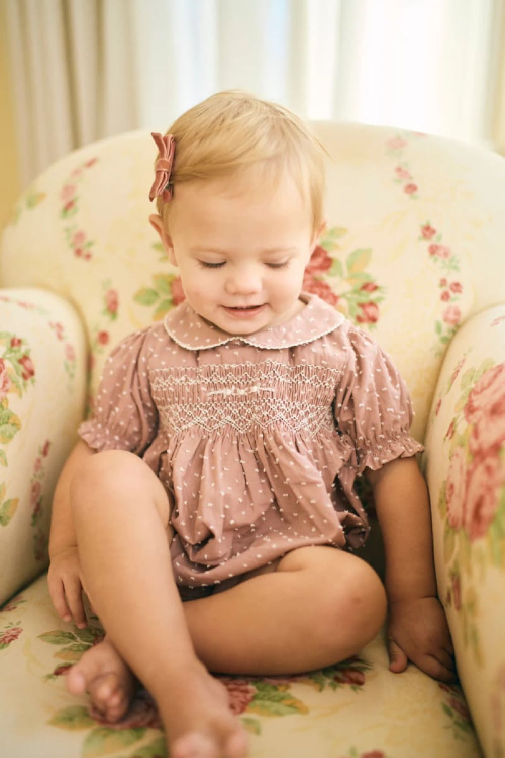Emmy Bubble - Rose Swiss Dot - Romper
