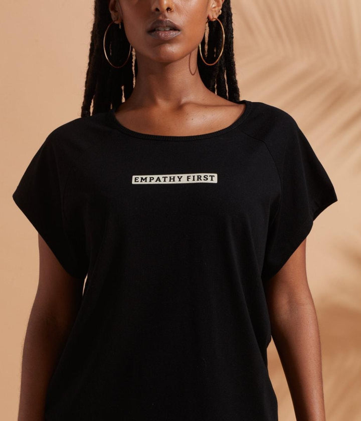 Empathy First Raglan Tee - Black - T-shirt
