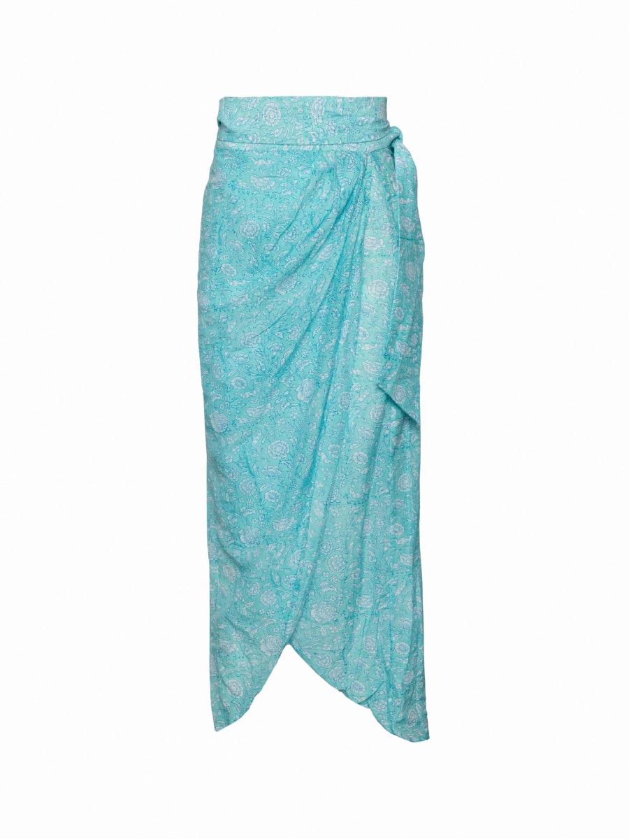 Mai Sarong Skirt - Aqua-Floral