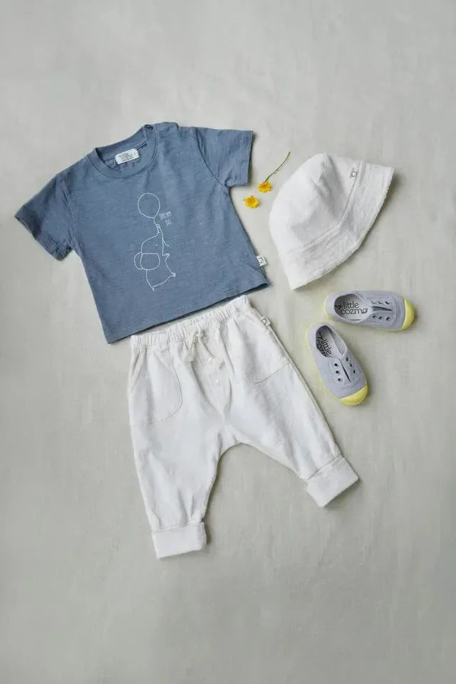 Slip-on vegan baby shoelace sneakers - Soft grey yellow