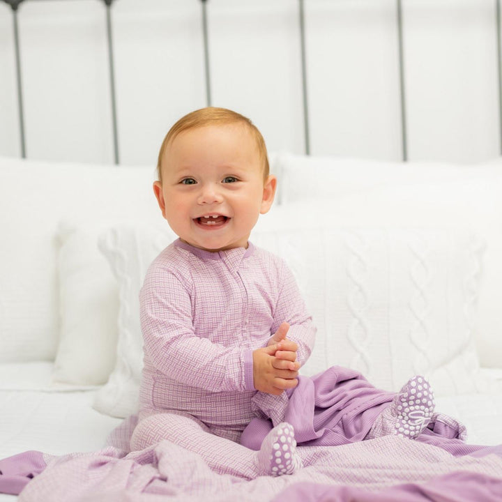 Zipper Footie - Purple Basketweave