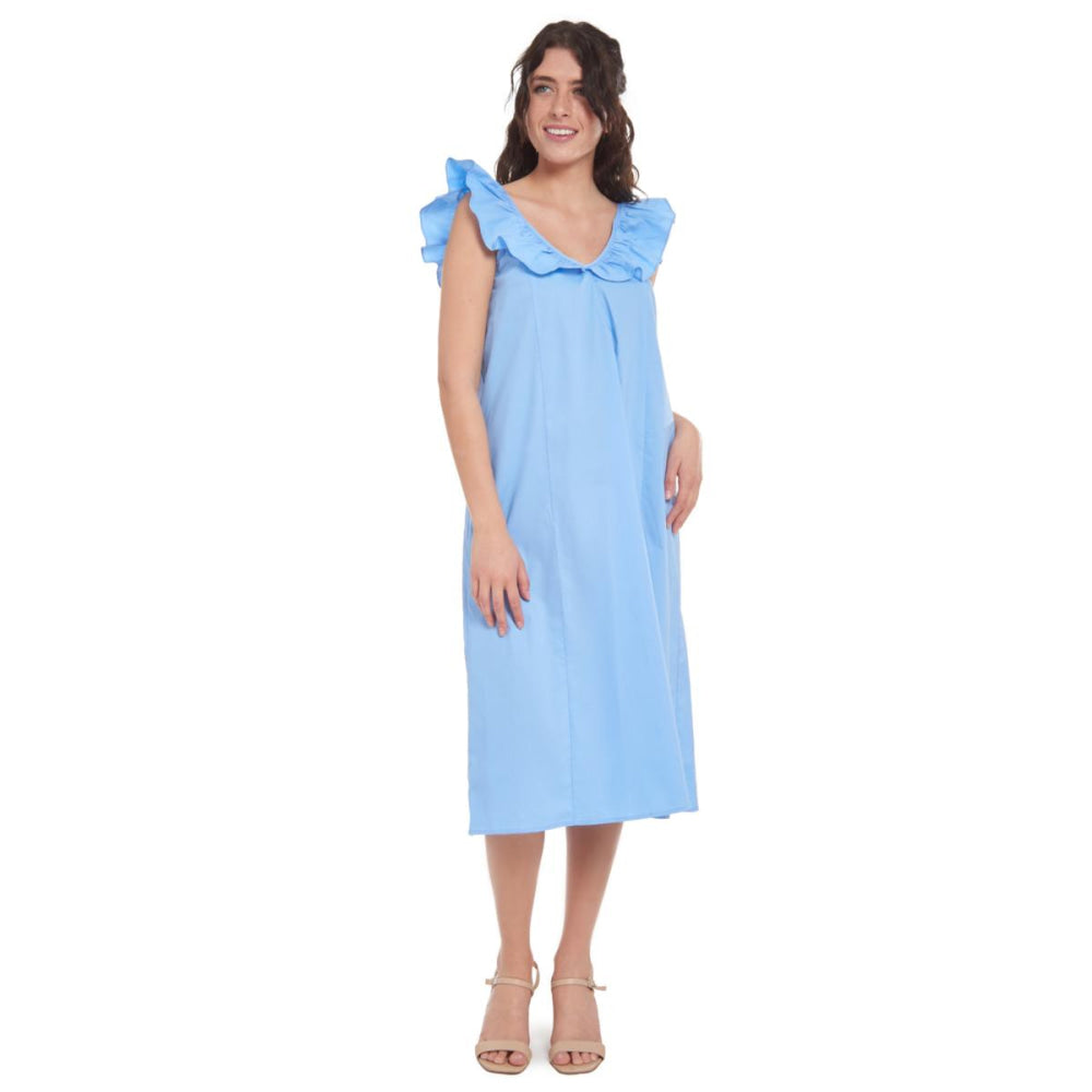 Erin Ruffle Midi Dress - Bluebird - Dresses