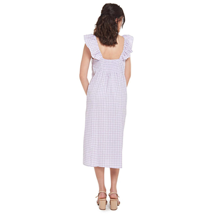 Erin Ruffle Midi Dress - Lavender Ginham - Dresses