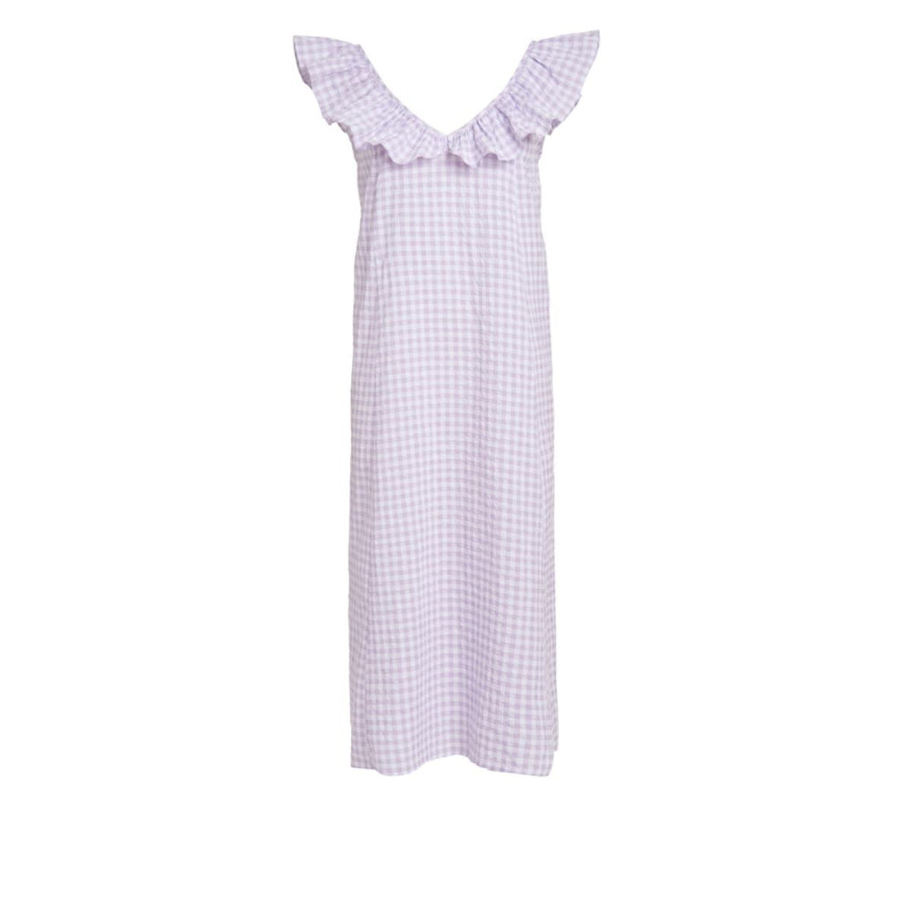 Erin Ruffle Midi Dress - Lavender Ginham - Dresses