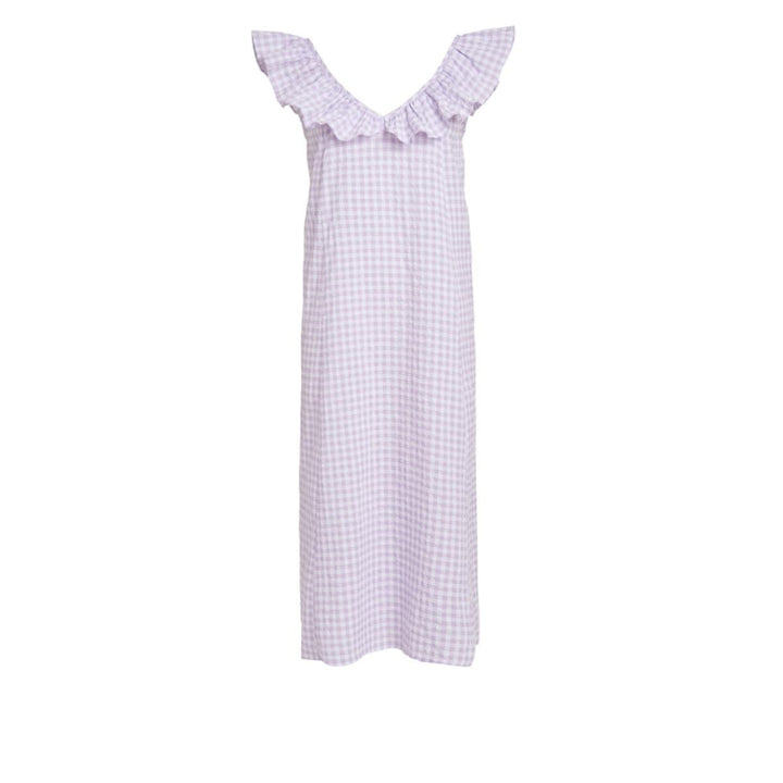 Erin Ruffle Midi Dress - Lavender Ginham - Dresses