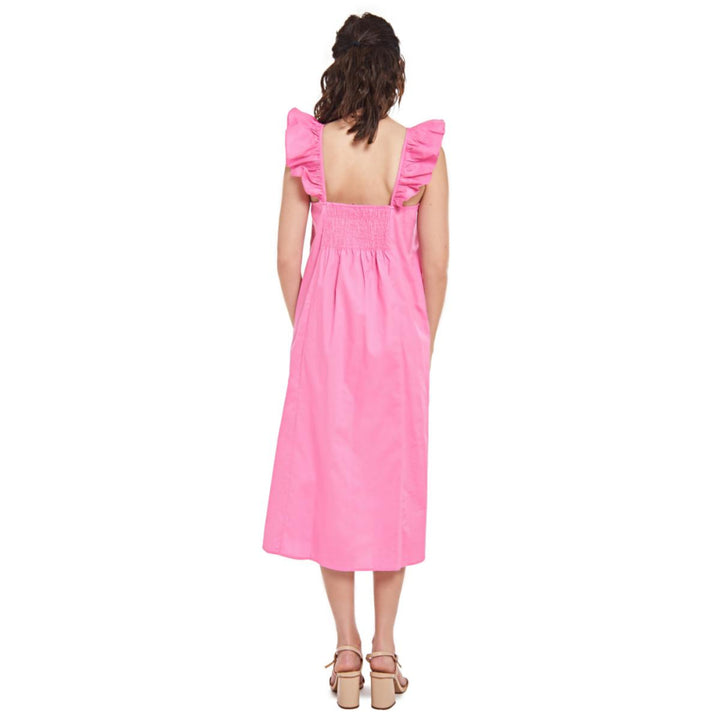 Erin Ruffle Midi Dress - Peony Pink - Dresses