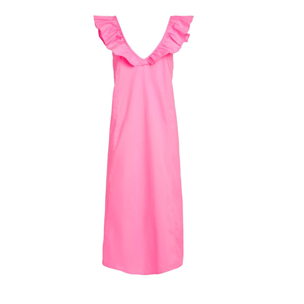 Erin Ruffle Midi Dress - Peony Pink - Dresses