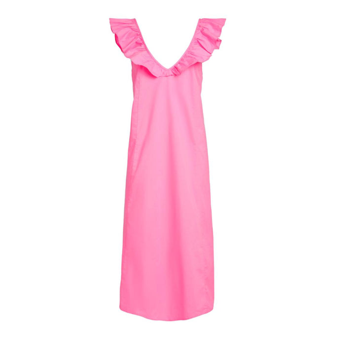 Erin Ruffle Midi Dress - Peony Pink - Dresses