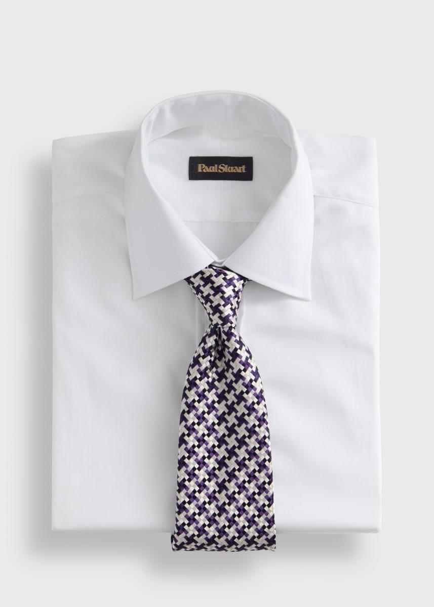 Woven Silk Houndstooth Tie - Purple