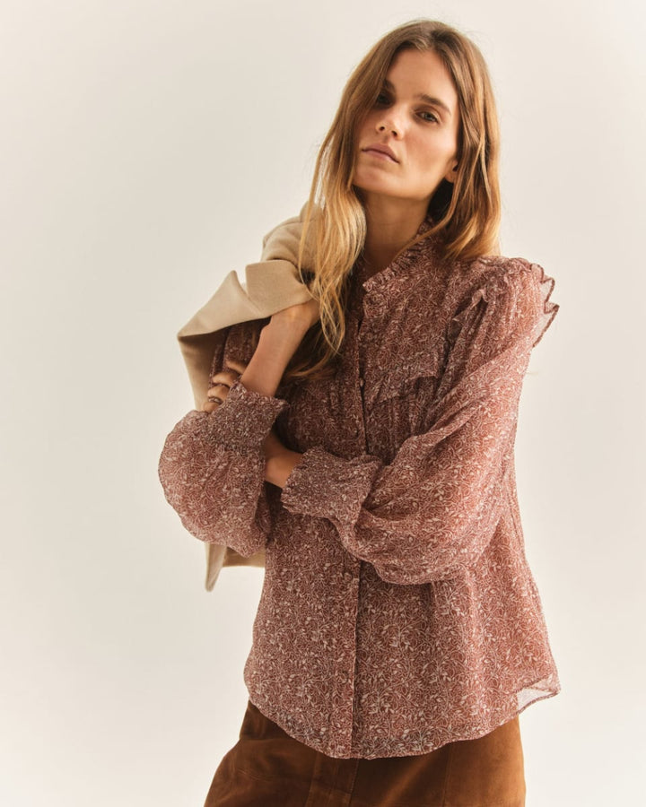 Eva Blouse - Primrose Floral Nutmeg - XXS - Blouse