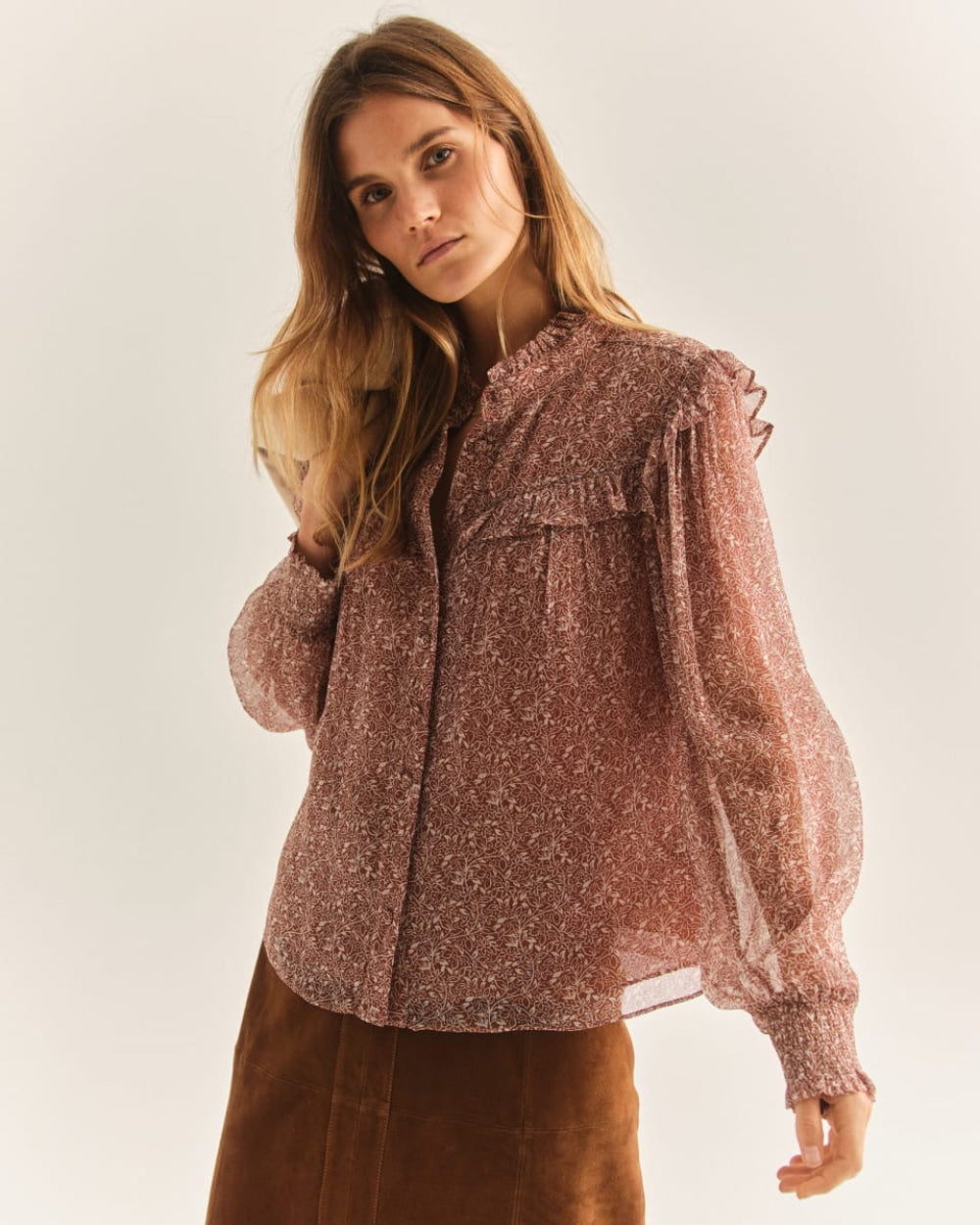 Eva Blouse - Primrose Floral Nutmeg - XXS - Blouse