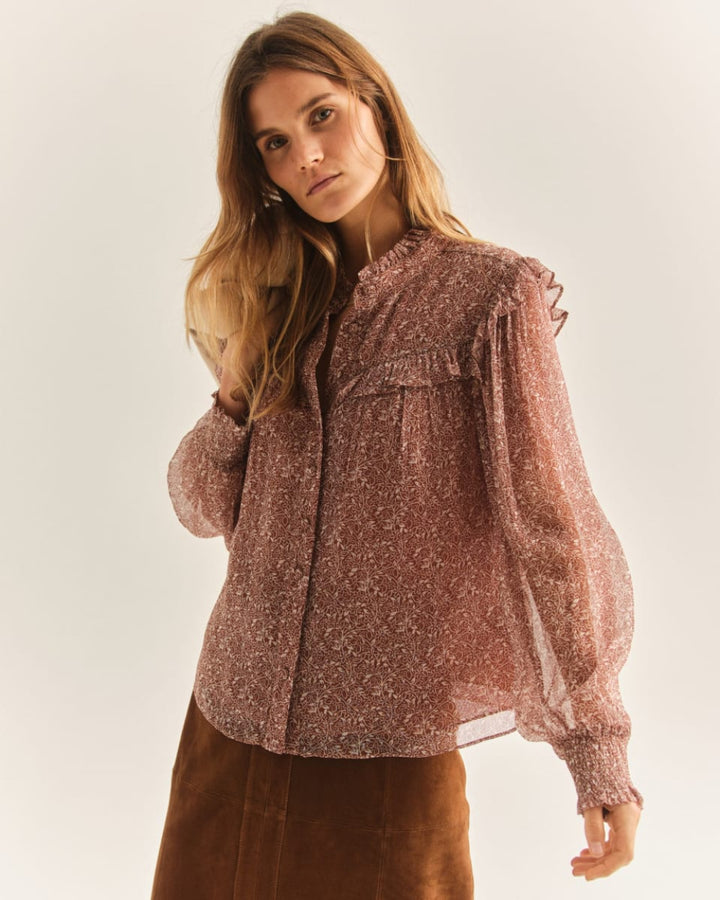 Eva Blouse - Primrose Floral Nutmeg - XXS - Blouse