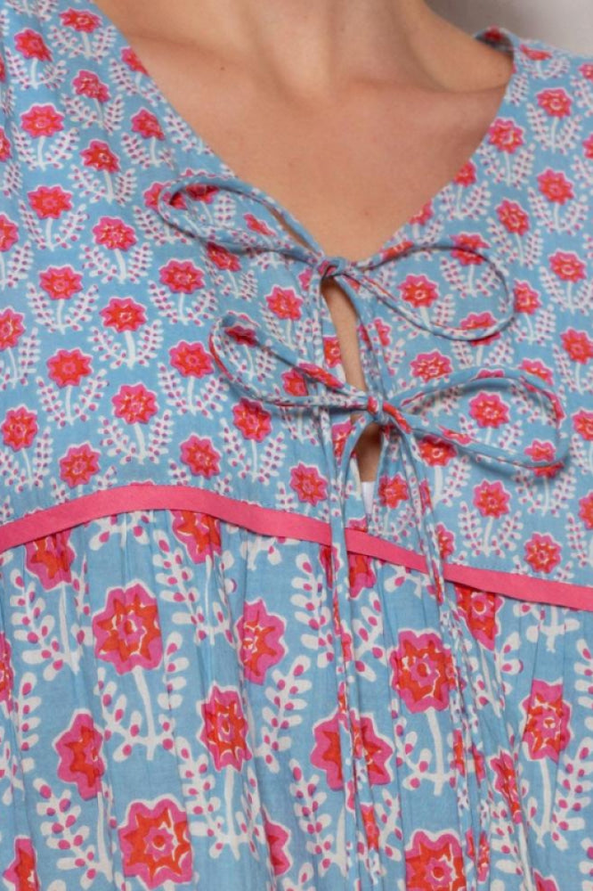 Evie Dress - Blue and Red Azalea - Dresses