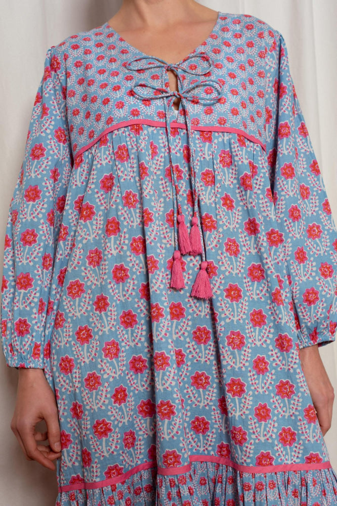 Evie Dress - Blue and Red Azalea - Dresses
