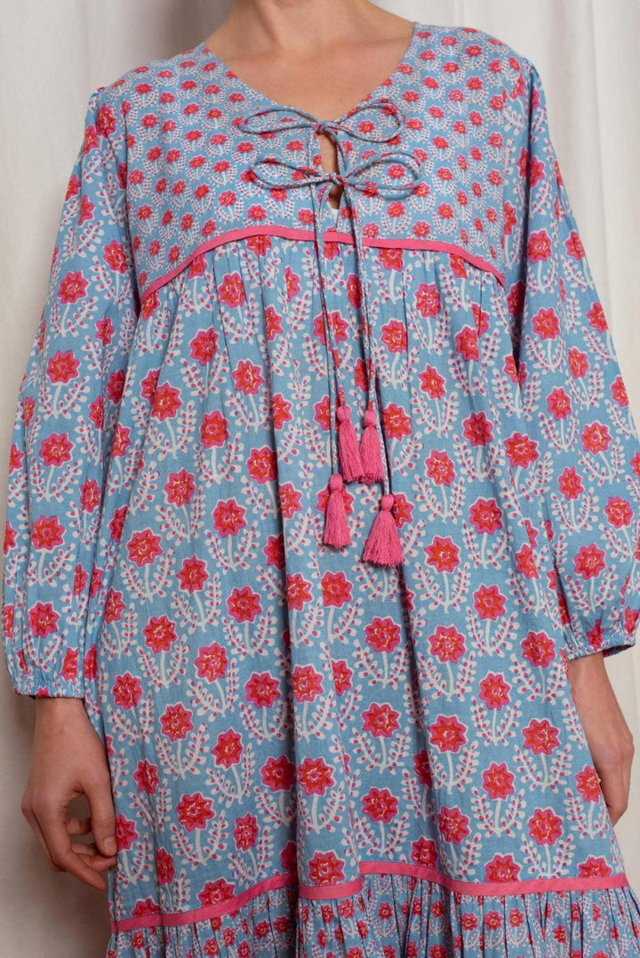 Evie Dress - Blue and Red Azalea - Dresses