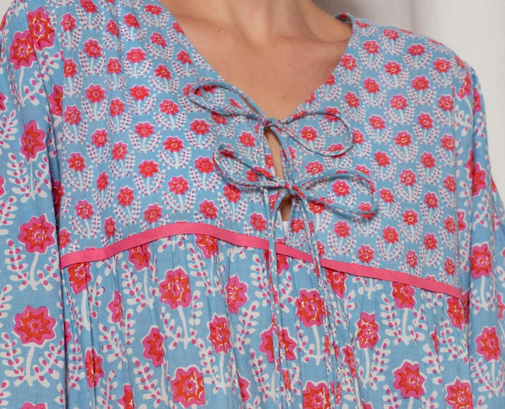 Evie Dress - Blue and Red Azalea - Dresses