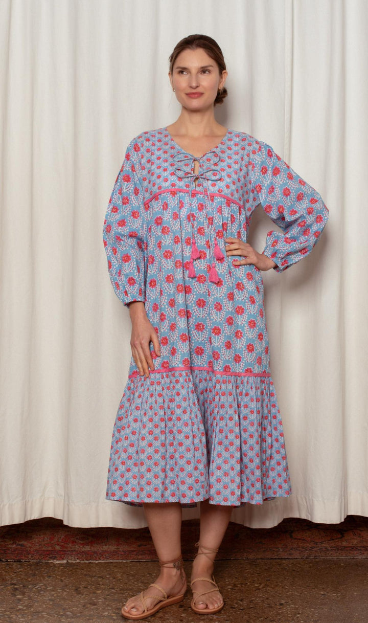 Evie Dress - Blue and Red Azalea - Dresses